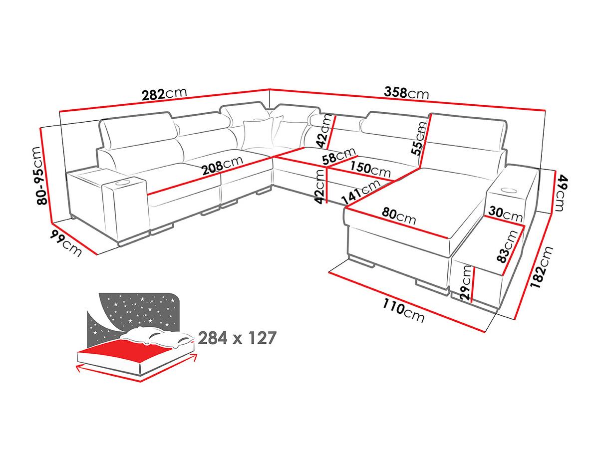 Corner sofa Pearland 105 (Ekj 01 + Sawana 96 + Evo 32)