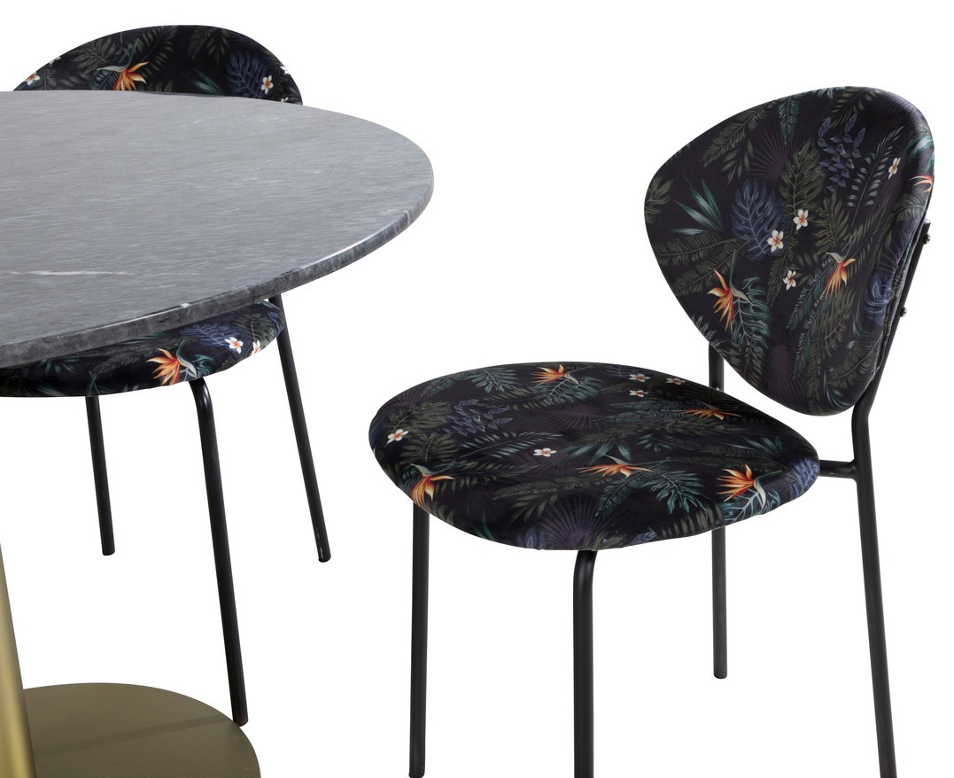 Dining set Dallas 1209 (Floral pattern + Black)