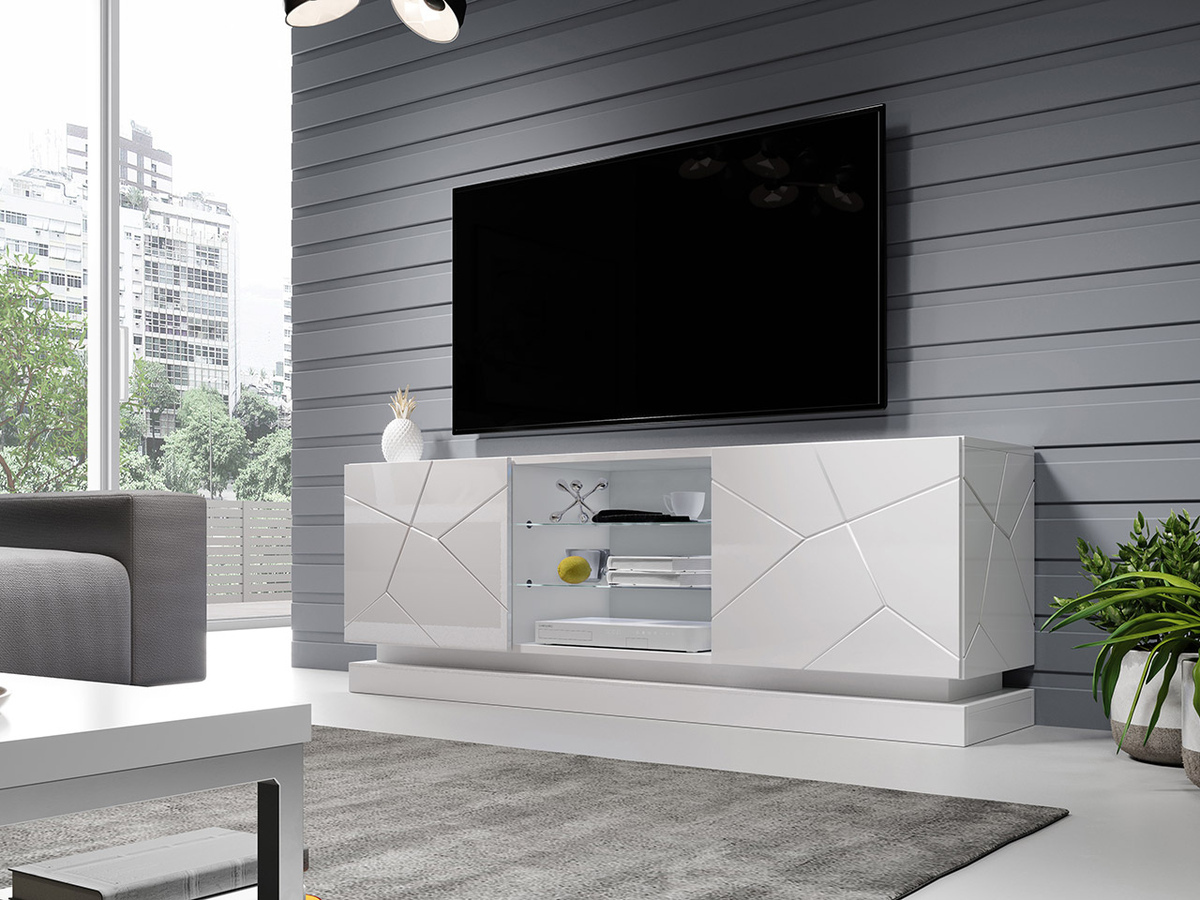 TV stand Linar (White + Glossy white)