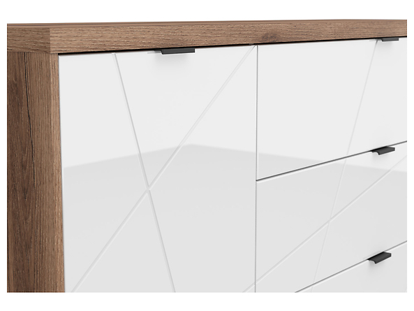 Chest of drawers Fivale 100 (Dark Delano oak + Glossy white)