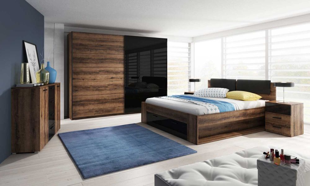 Wardrobe Levruvu 105 (Monastery oak + Black)