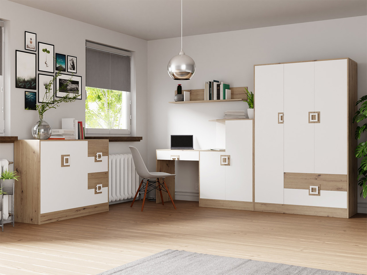 Furniture set Tolfere 107 (Light oak + White)