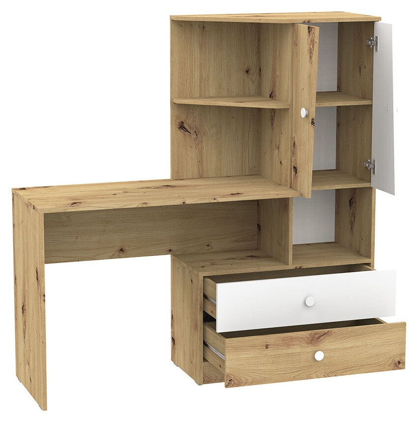 Desk Almira 110 (Artisan oak + White + Grey)