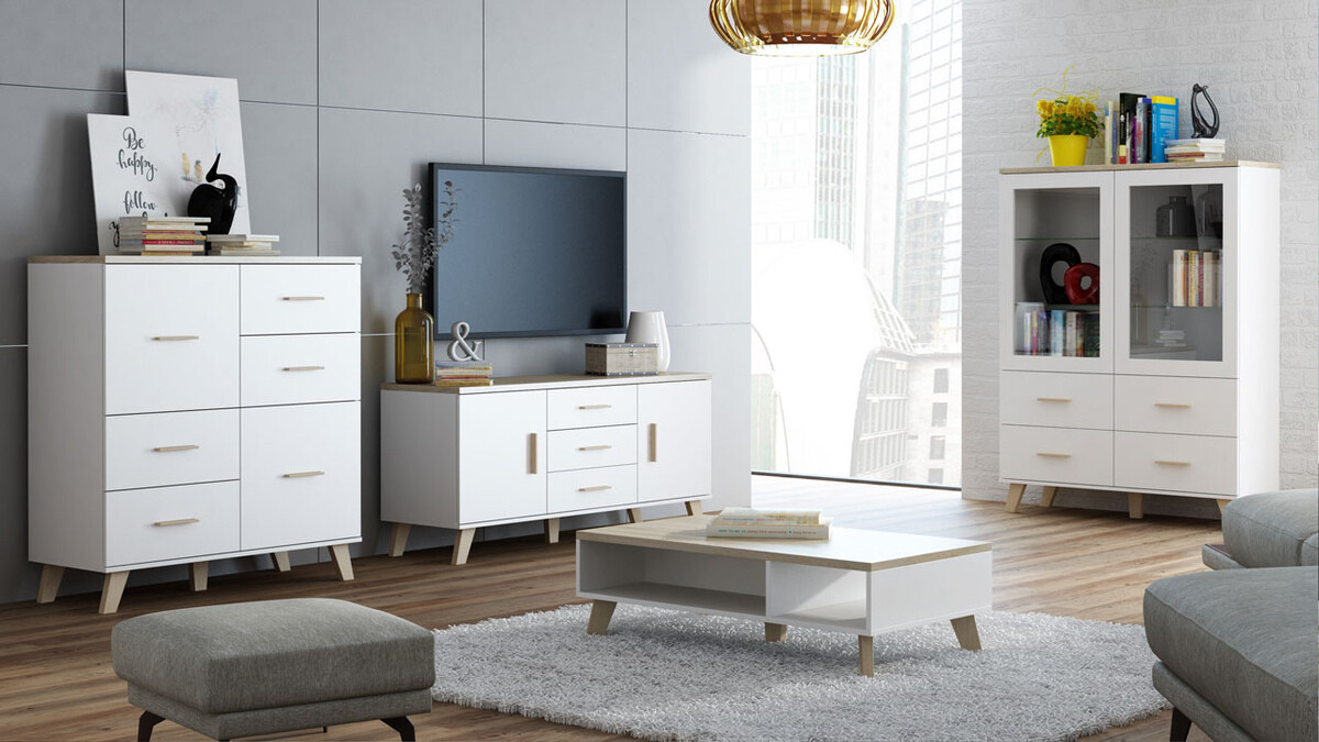 Coffee table Larfloi 101 (White + Sonoma oak)