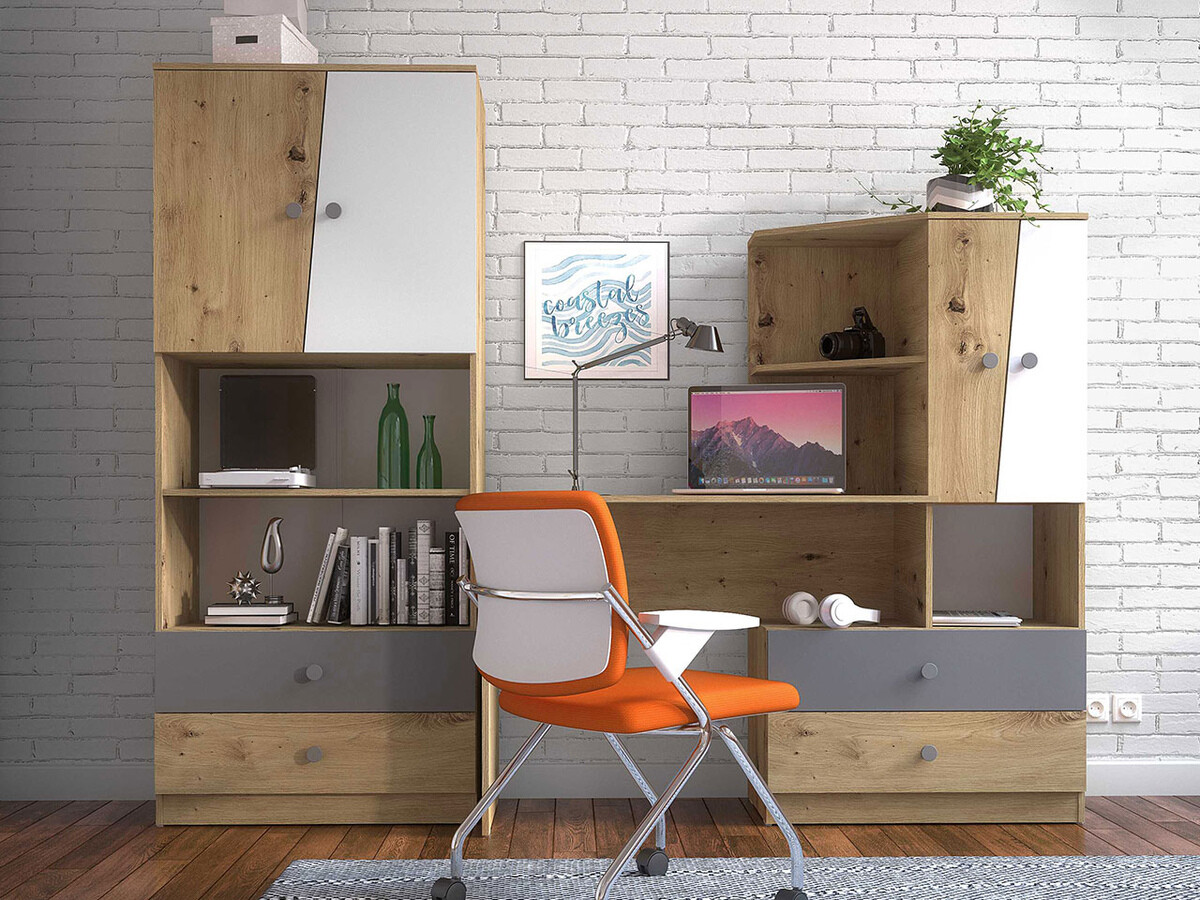 Furniture set Almira 115 (Artisan oak + White + Grey)