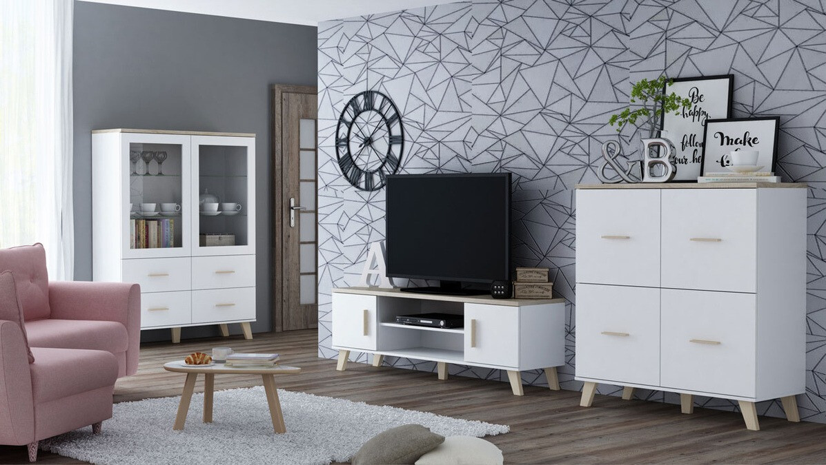 Sideboard Larfloi 105 (White + Sonoma oak)