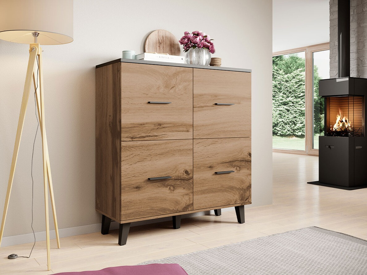 Sideboard Larfloi 105 (Wotan Oak + Black)