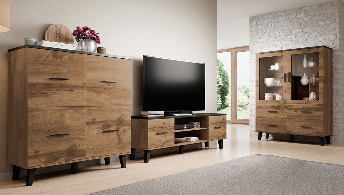 Bookcase Larfloi 110 (Wotan Oak + Black)