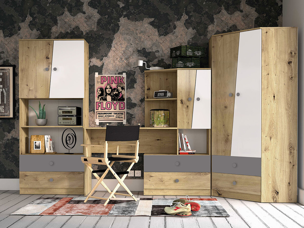 Furniture set Almira 116 (Artisan oak + White + Grey)