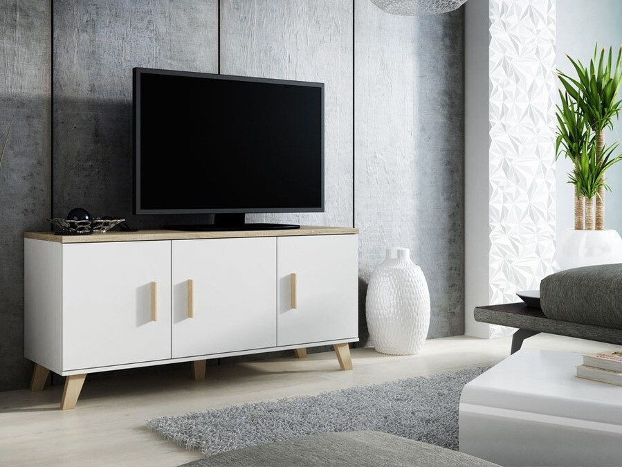 TV stand Larfloi 106 (White + Sonoma oak)