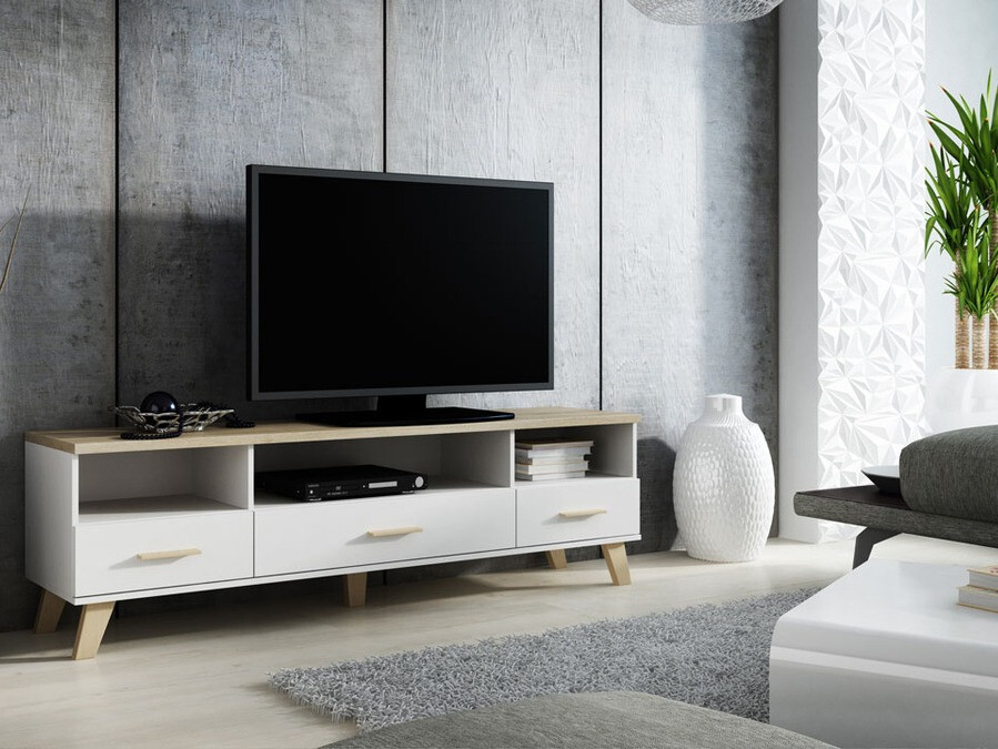 TV stand Larfloi 109 (White + Sonoma oak)