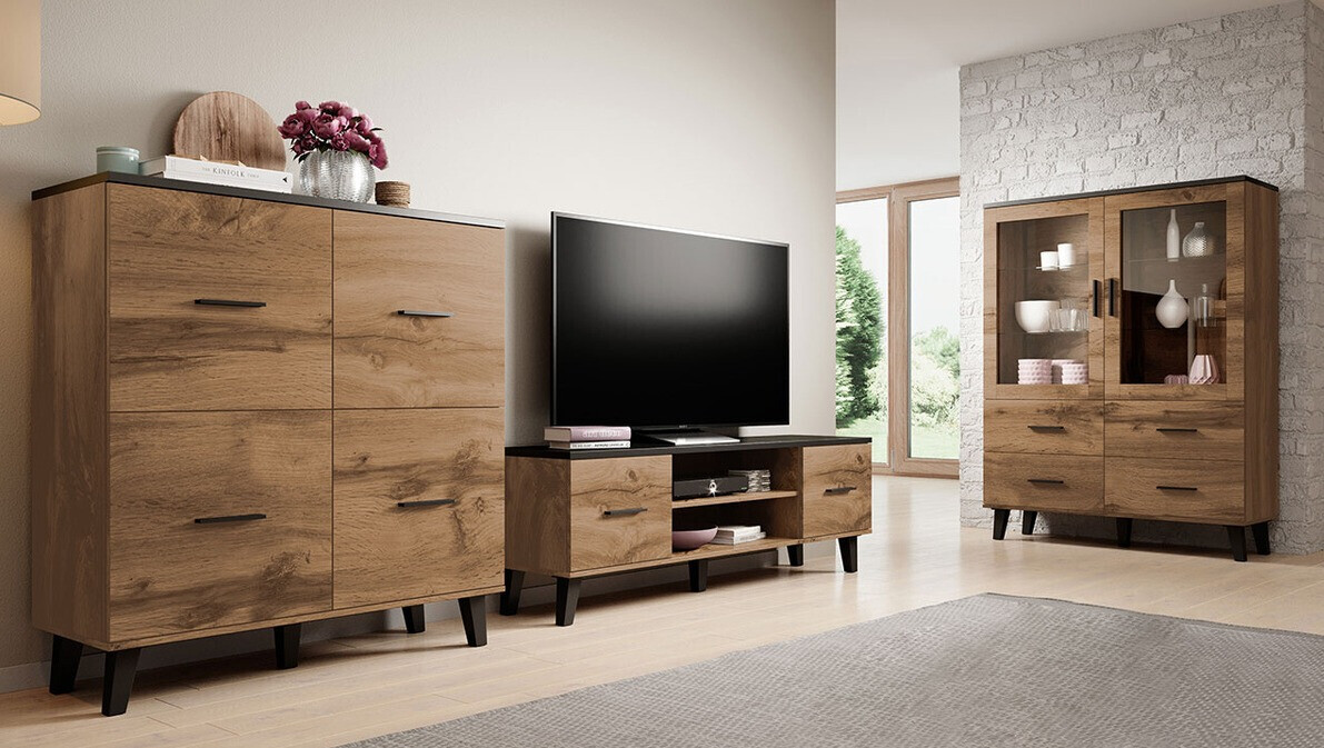 Sideboard Larfloi 105 (Wotan Oak + Black)