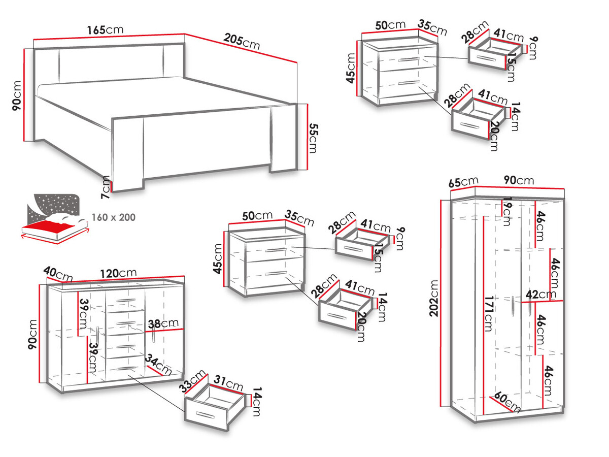 Bedroom set Catromi 122 (White + Soft Pik 011)