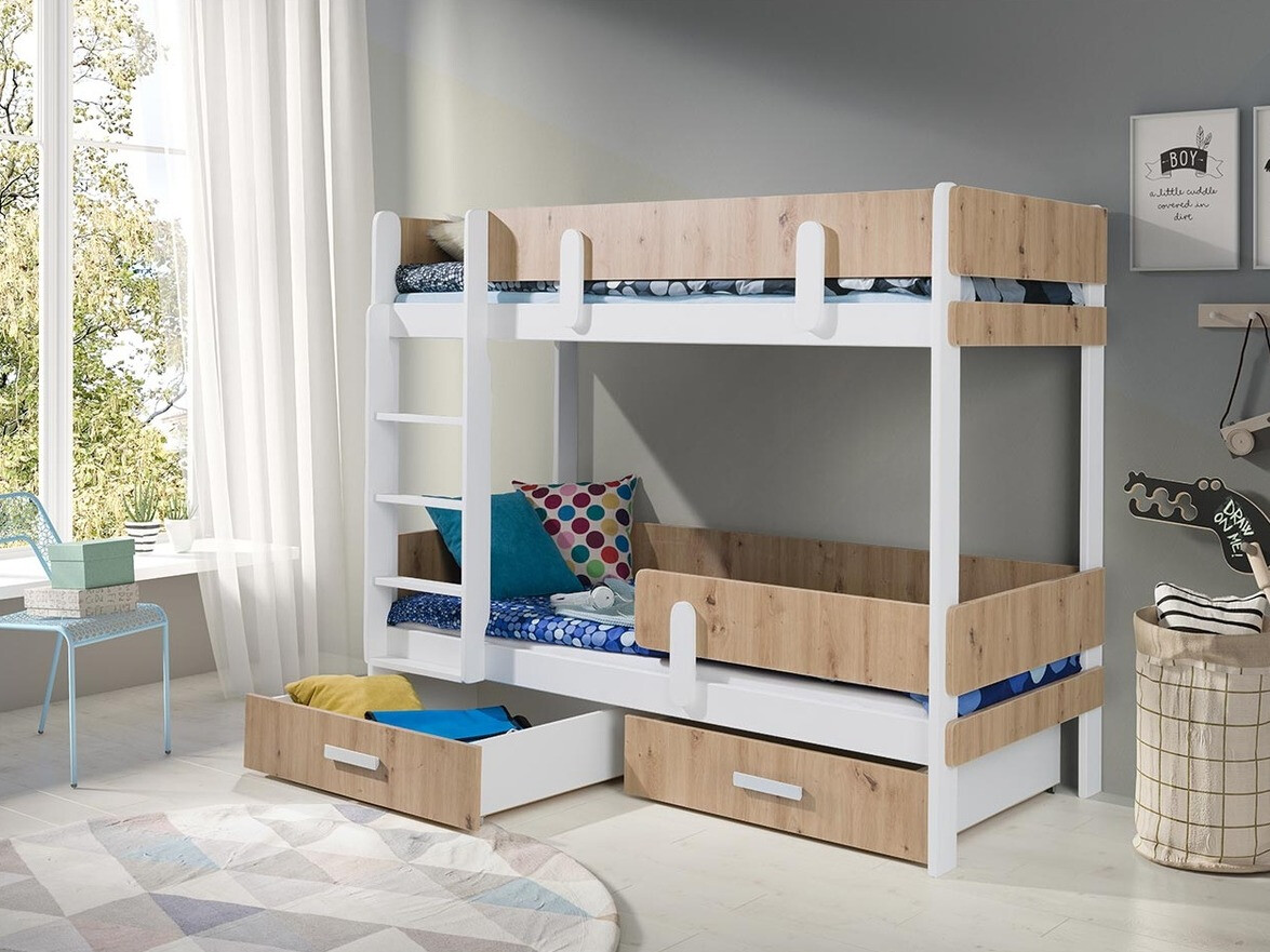 Bunk bed Henderson 144 (White + Artisan oak)