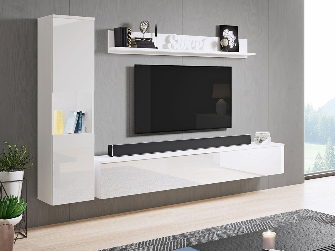 Living room set Sarasota 130 (White + Glossy white)