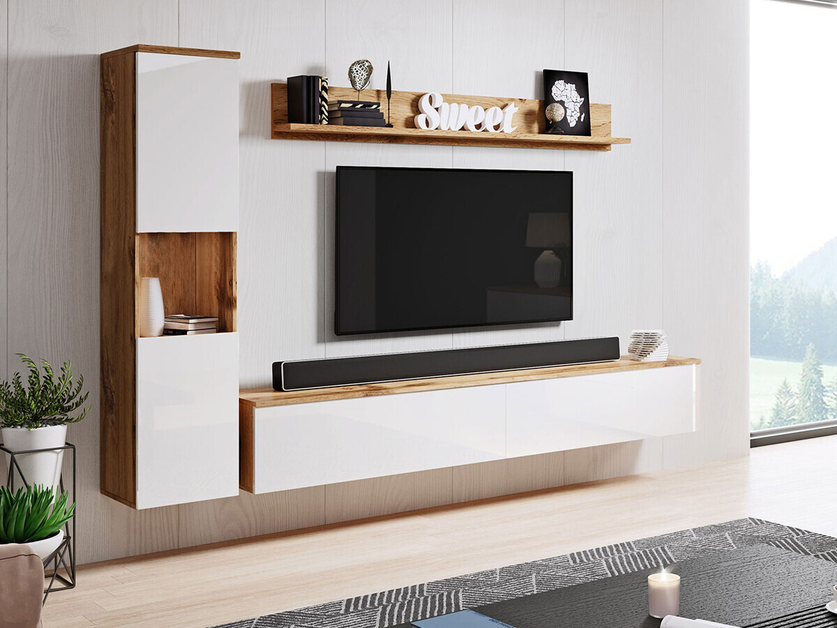 Living room set Sarasota 130 (Wotan Oak + Glossy white)