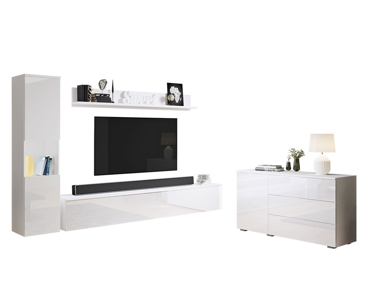 Living room set Sarasota 132 (White + Glossy white)