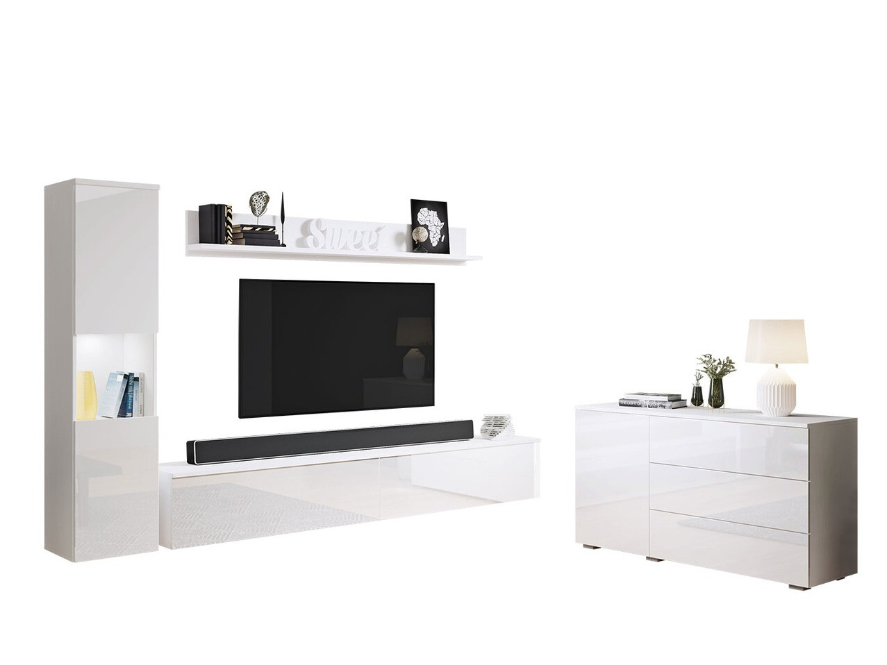 Living room set Sarasota 132 (White + Glossy white)