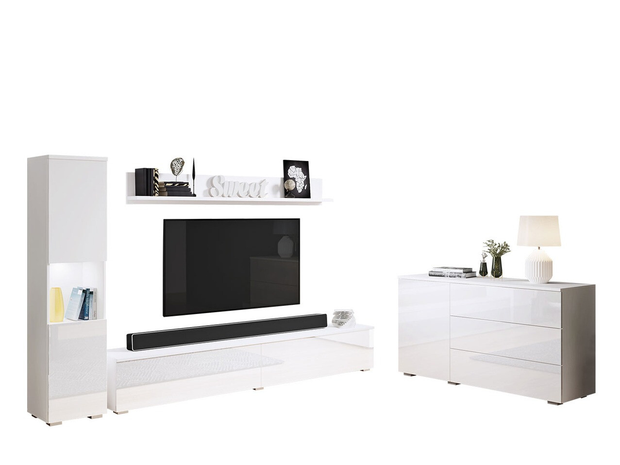 Living room set Sarasota 132 (White + Glossy white)