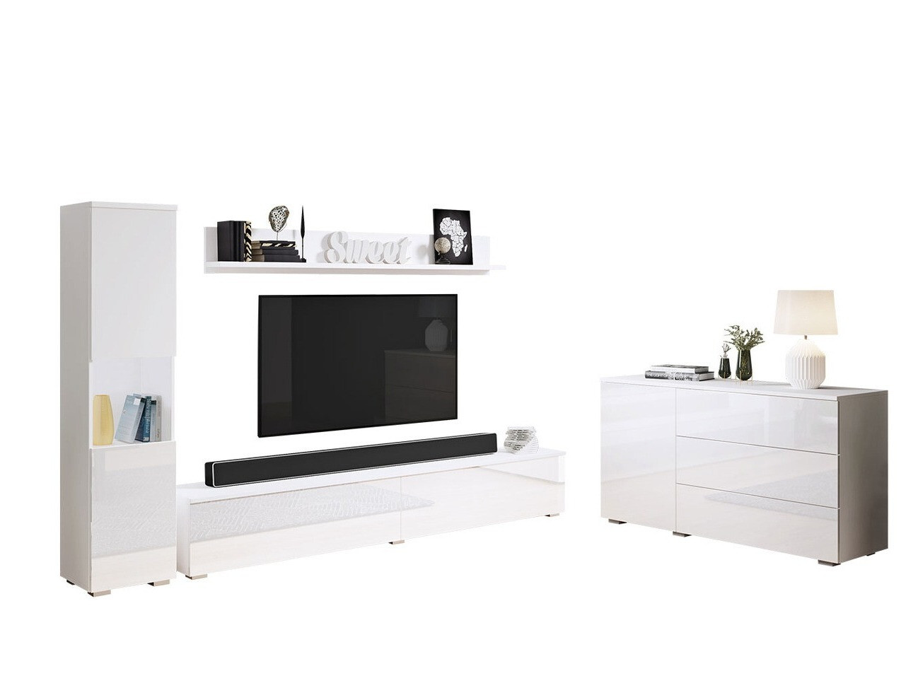 Living room set Sarasota 132 (White + Glossy white)