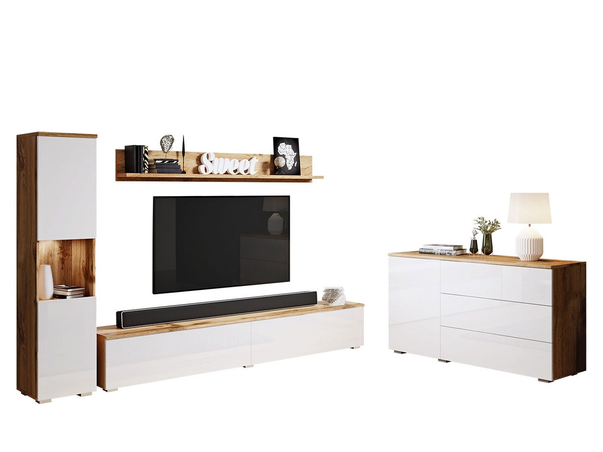 Living room set Sarasota 132 (Wotan Oak + Glossy white)