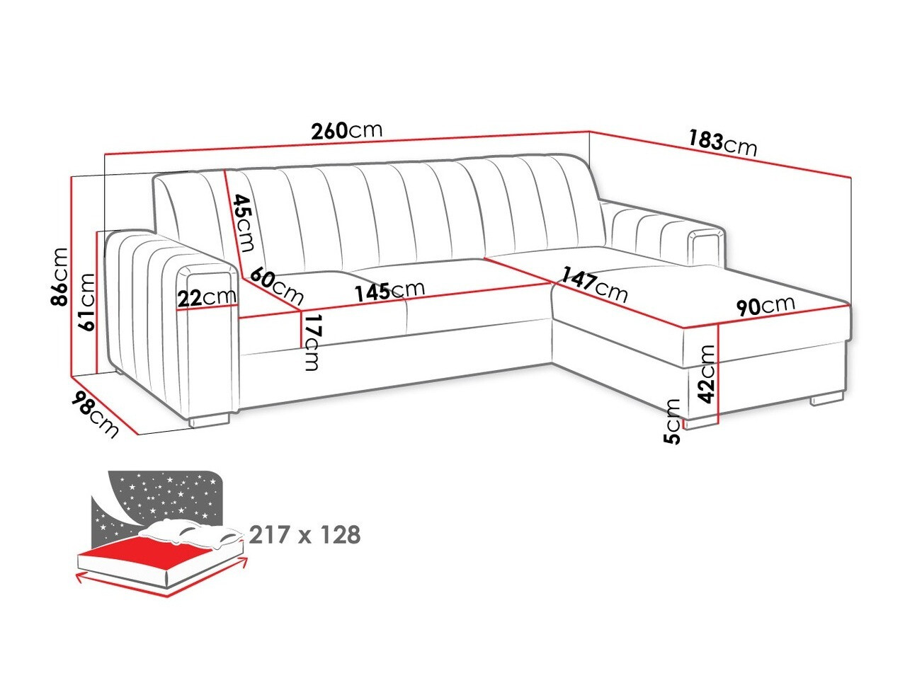 Corner sofa Columbus 166 (Manila 02)