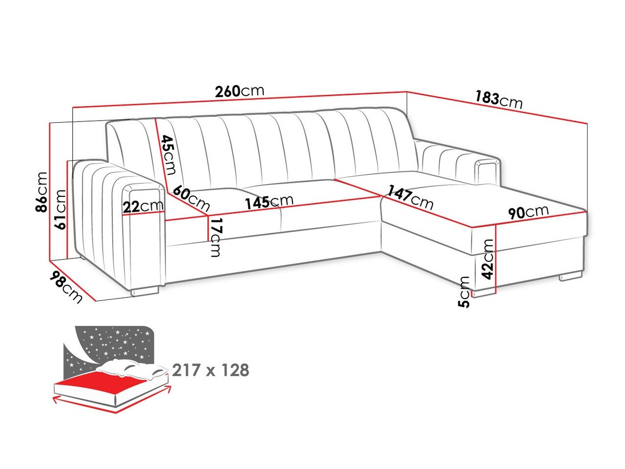 Corner sofa Columbus 166 (Manila 02)