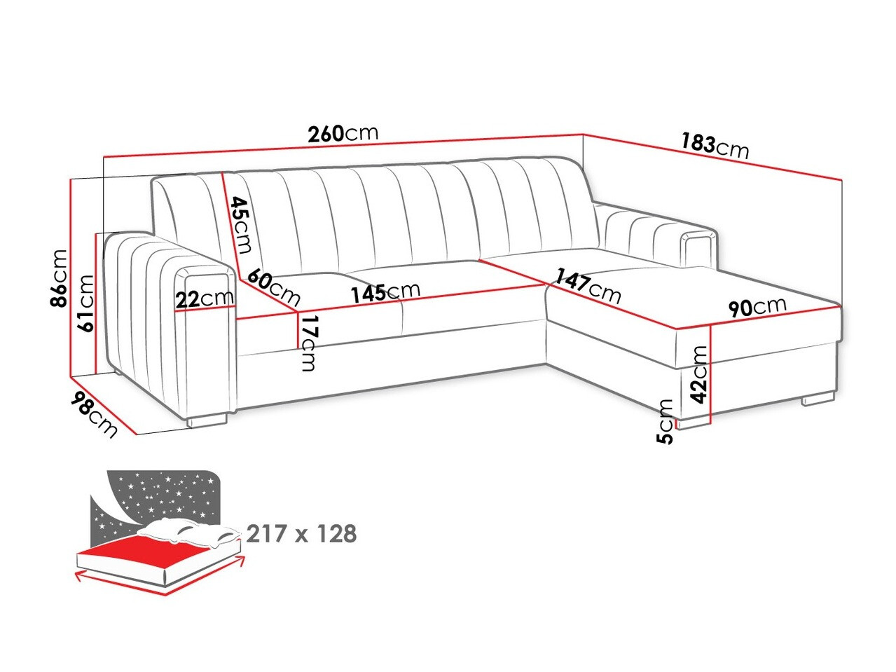 Corner sofa Columbus 166 (Manila 16)
