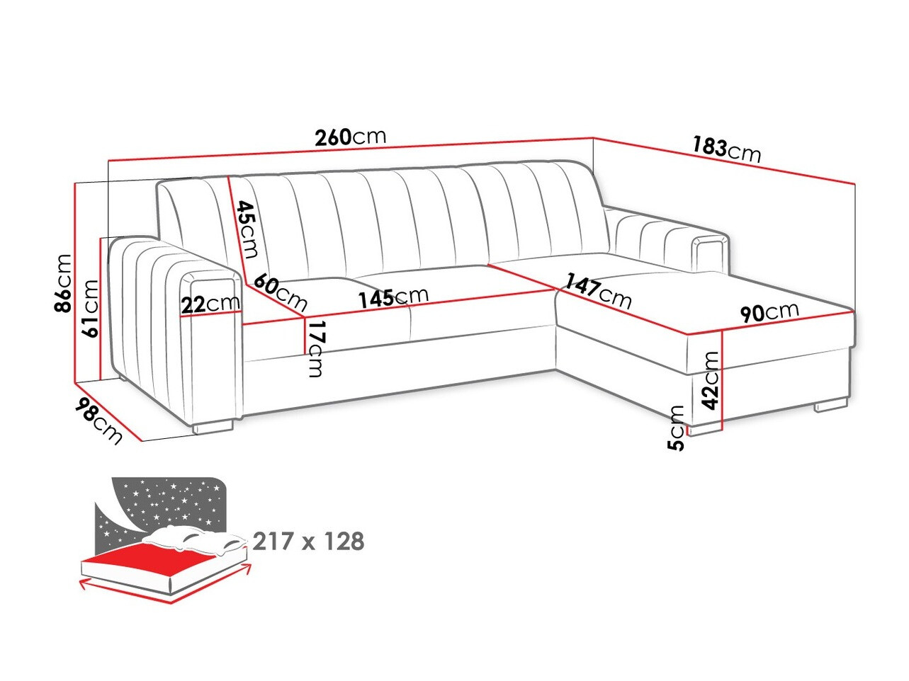 Corner sofa Columbus 166 (Manila 18)