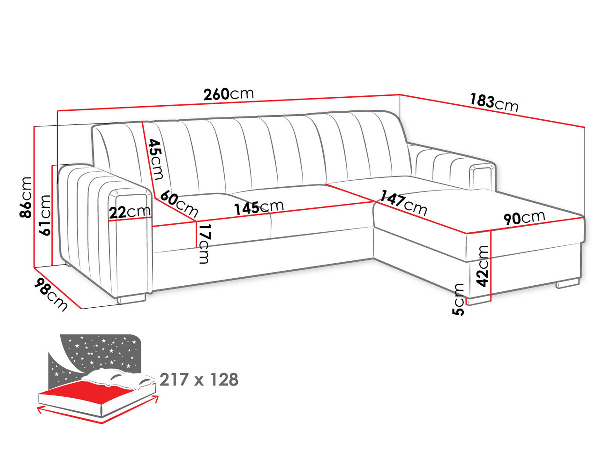 Corner sofa Columbus 166 (Manila 26)