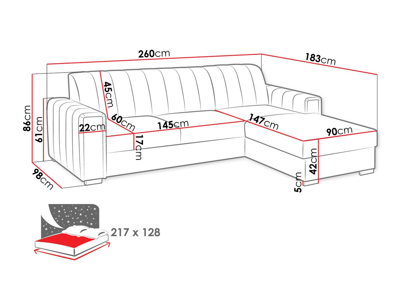 Corner sofa Columbus 166 (Manila 35)