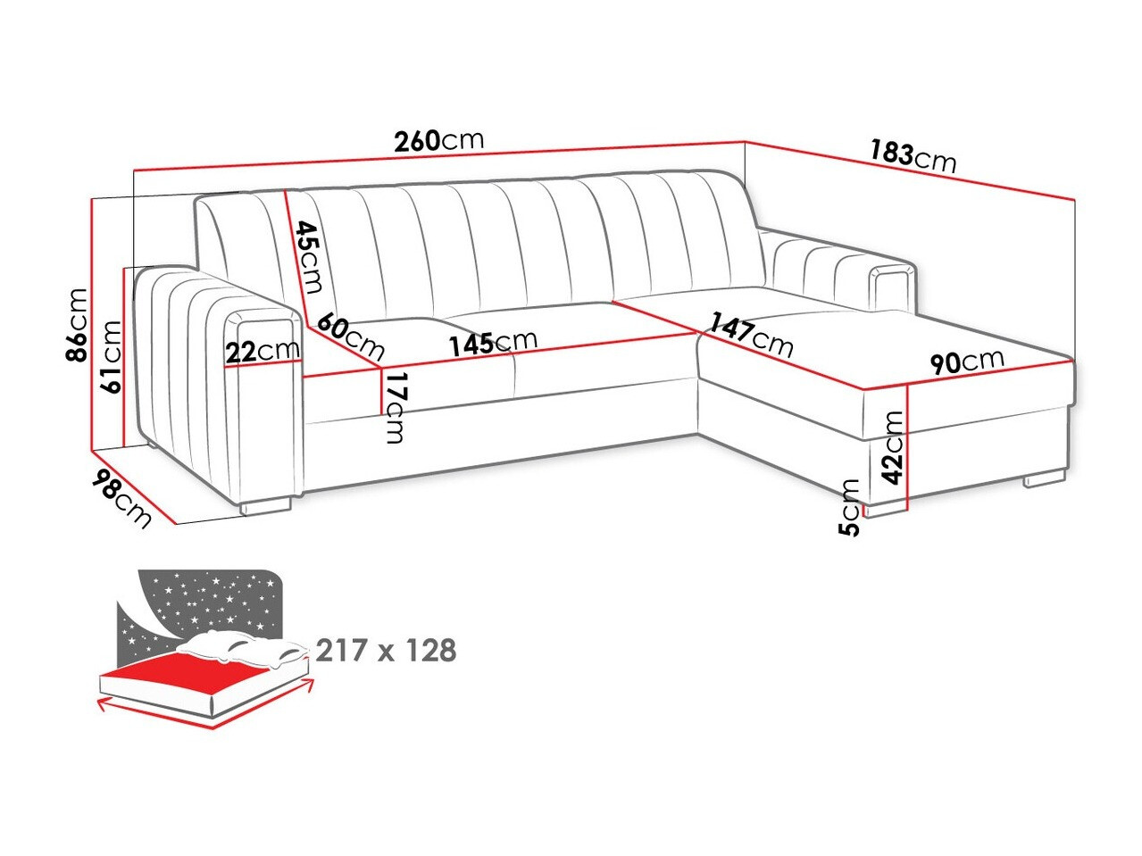 Corner sofa Columbus 166 (Manila 35)