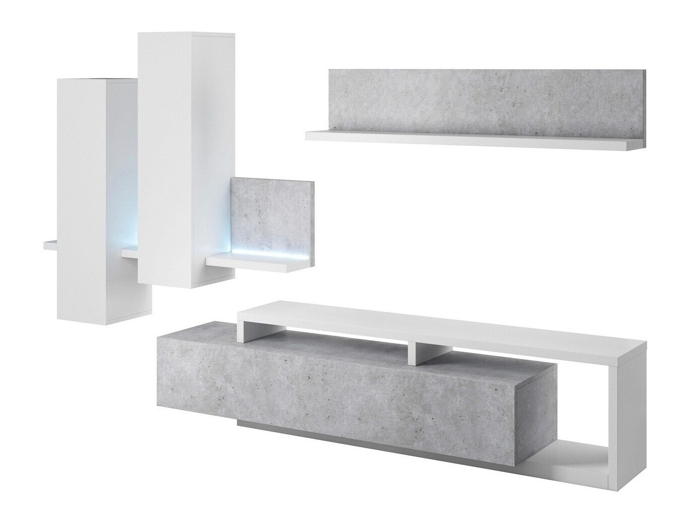 Living room set Lutiva 100 (White + Concrete)