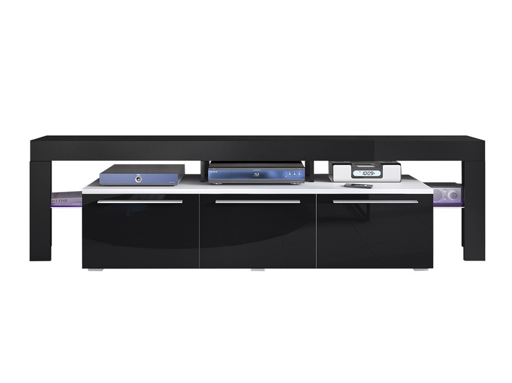 TV stand Arbor (White + Glossy black)