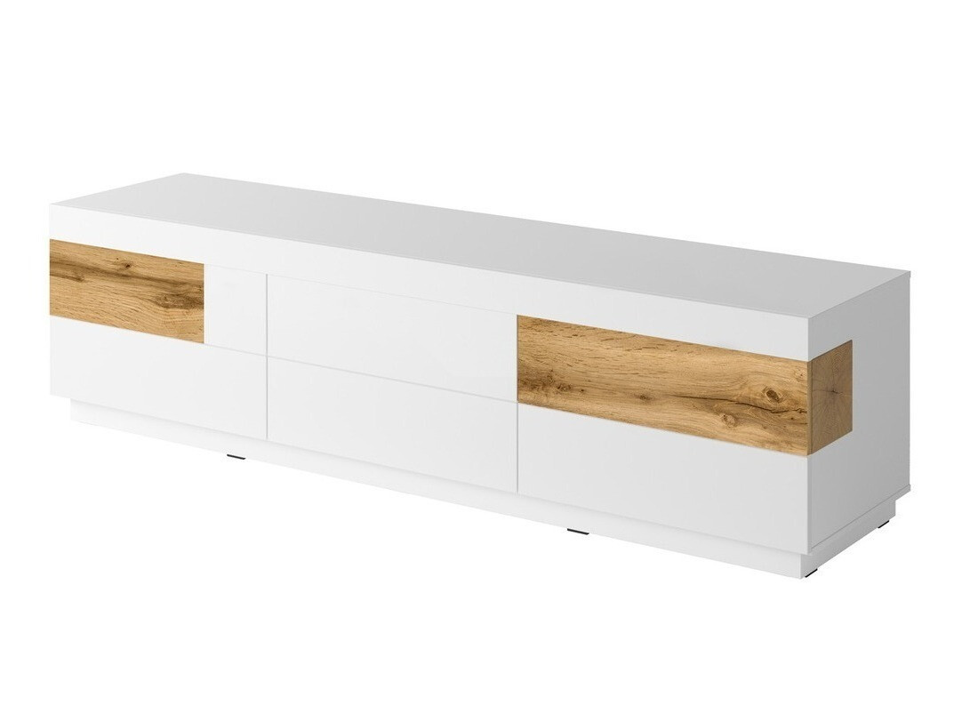 TV stand Livlore 102 (White + Glossy white + Wotan Oak)