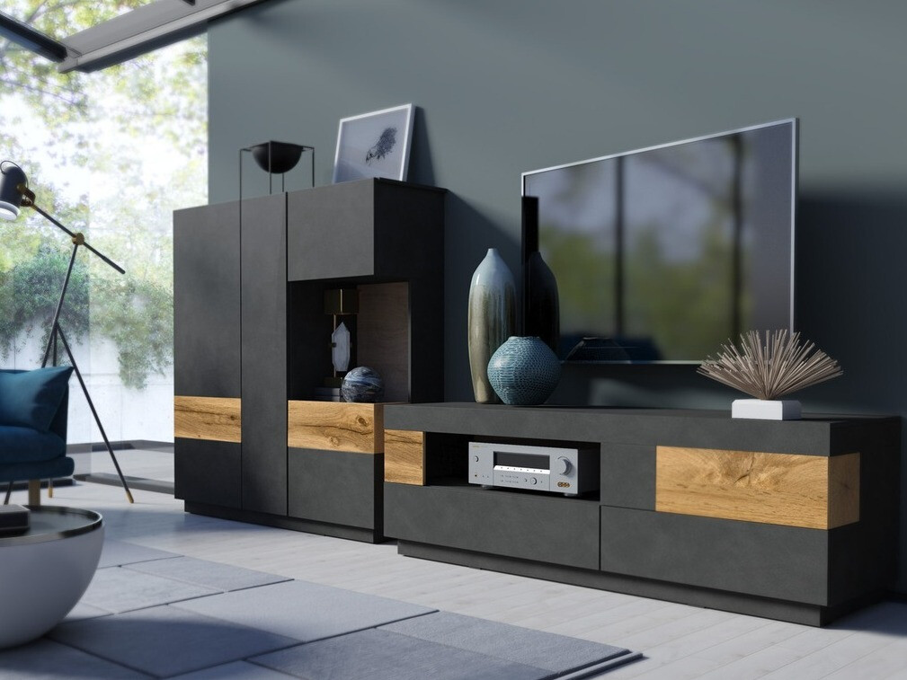 Living room set Livlore 110 (Matera grey + Wotan Oak)