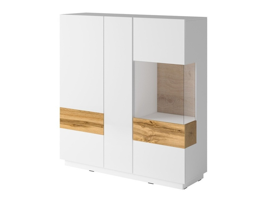 Living room set Livlore 110 (White + Glossy white + Wotan Oak)