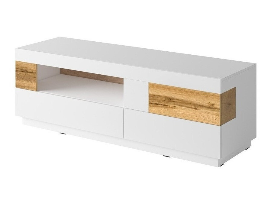 TV stand Livlore 103 (White + Glossy white + Wotan Oak)