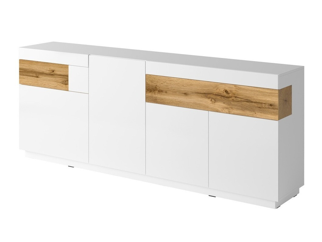 Living room set Livlore 108 (White + Glossy white + Wotan Oak)