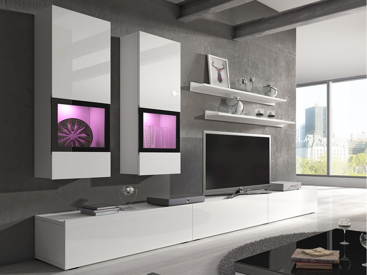 Living room set Serodeu 100 (White + Glossy white)