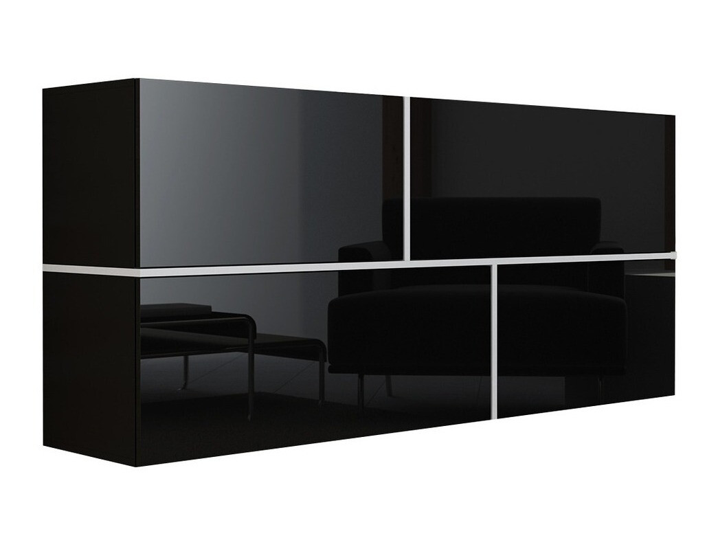 Wall cabinet Charlotte 100 (Black + Glossy black + White)