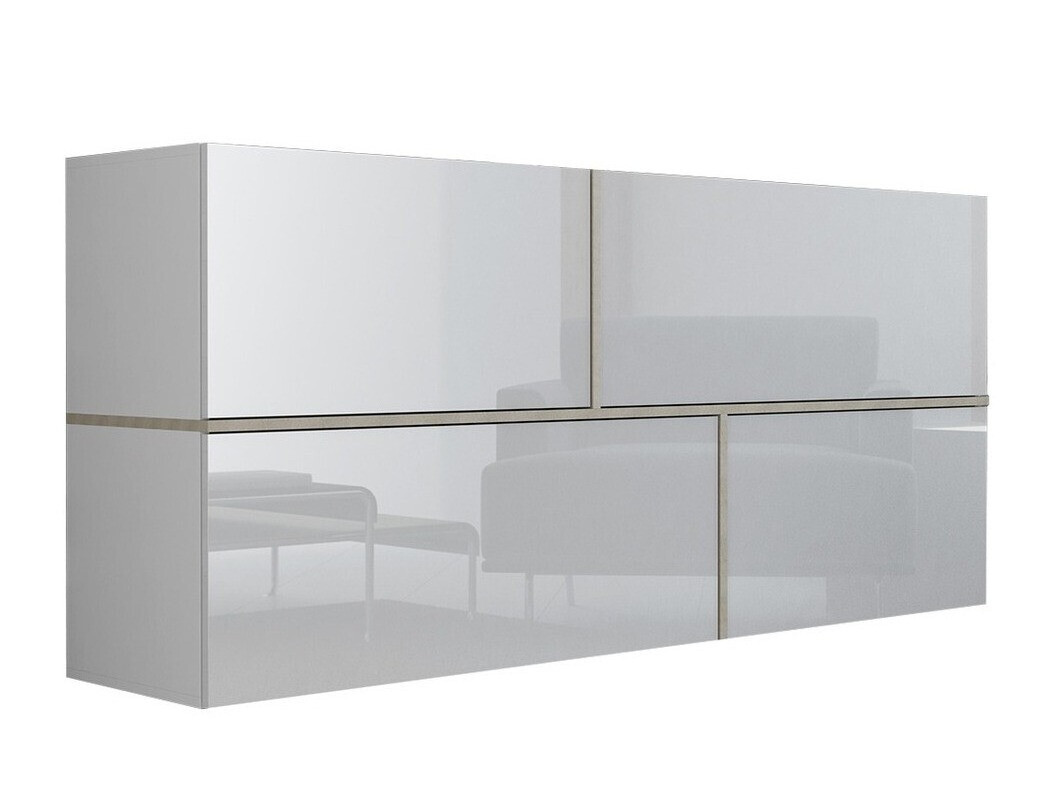 Wall cabinet Charlotte 100 (White + Glossy white + Sonoma oak)