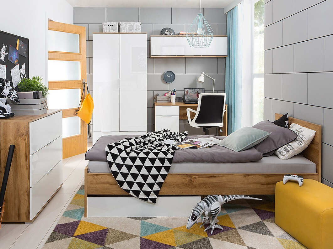 Wall cabinet Tivetra 110 (Wotan Oak + Glossy white)