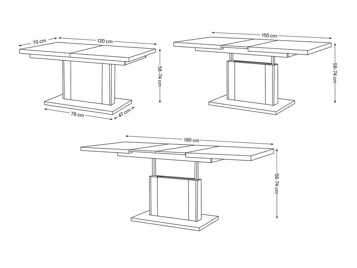 Transforming coffee table Glendale 103 (Dark oak + Black)