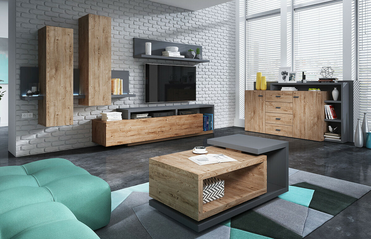 Chest of drawers Lutiva 106 (Anthracite + Ribbeck oak)