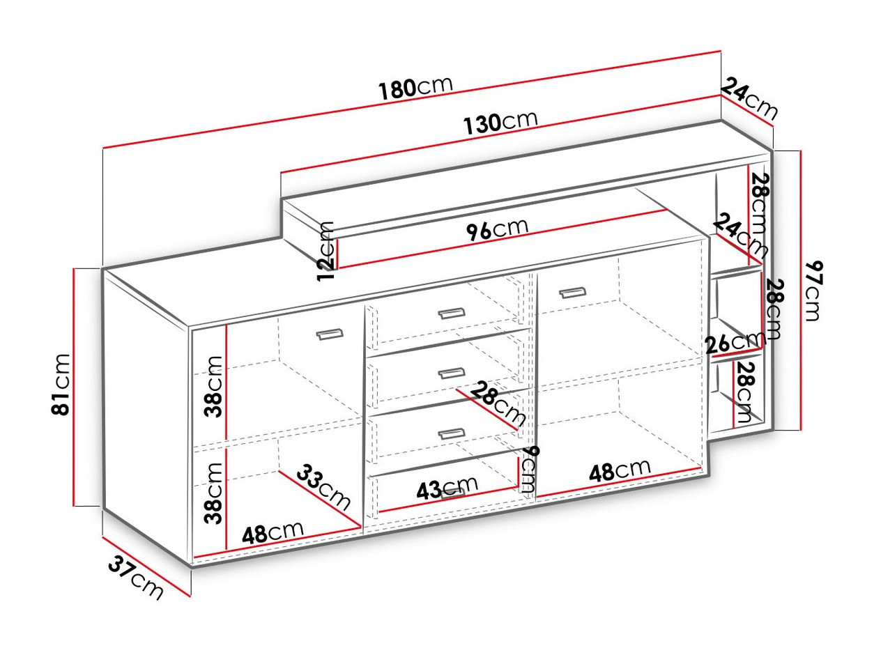 Chest of drawers Lutiva 106 (Anthracite + Ribbeck oak)