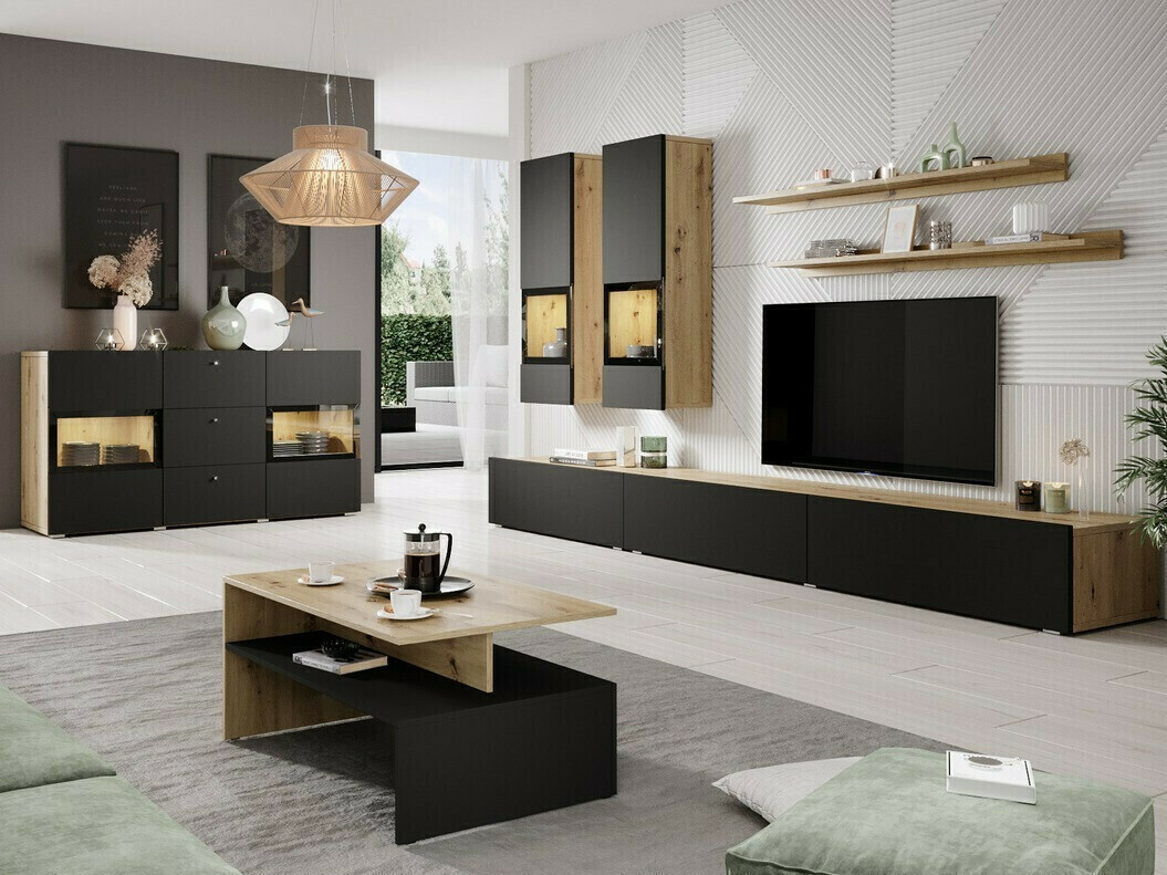 Coffee table Serodeu 103 (Artisan oak + Matte black)