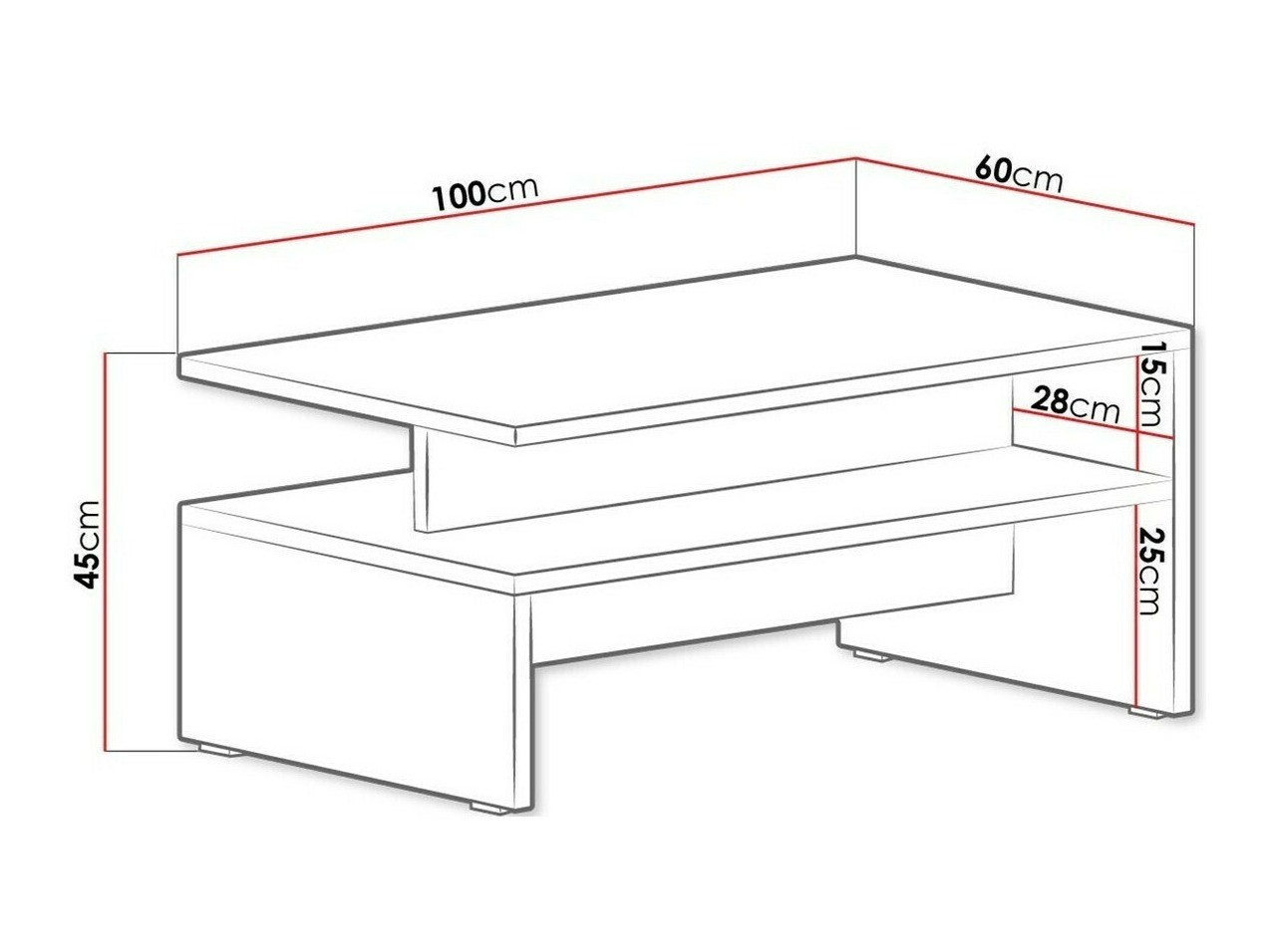 Coffee table Serodeu 103 (Artisan oak + Matte black)