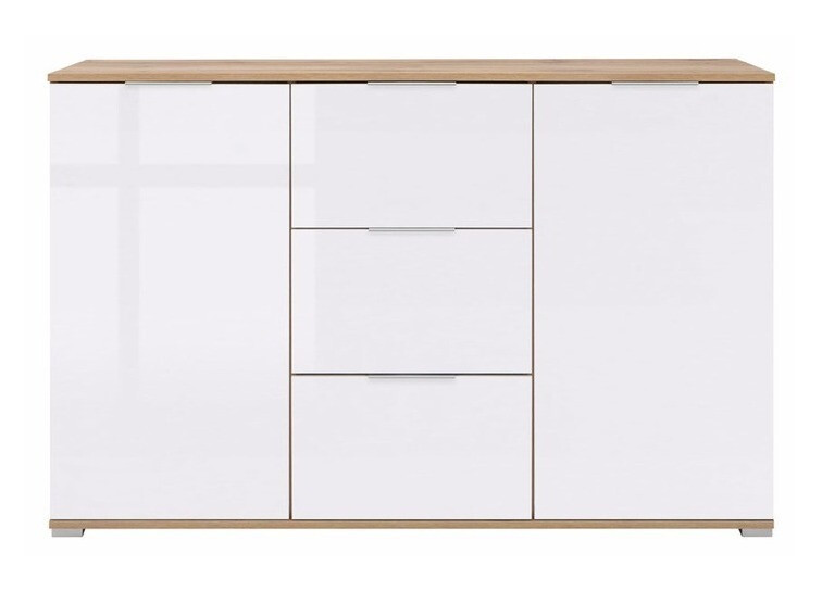 Chest of drawers Tivetra 101 (Wotan Oak + Glossy white)