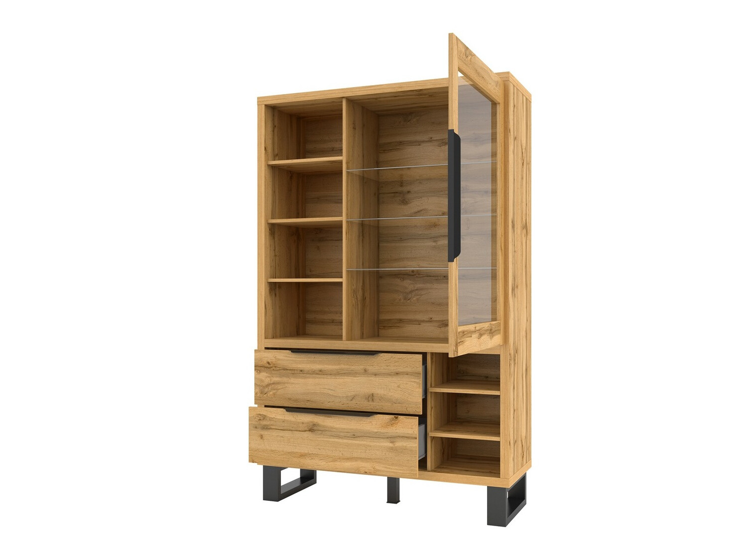 Bookcase Avicavu 105 (Wotan Oak + Black)